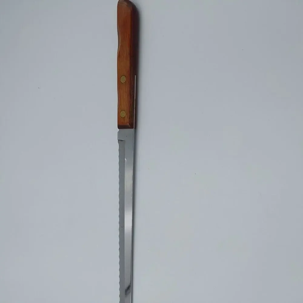 Town & Country Slicer 8.5” Stainless Serrated Blade Wood‎ Handle Knife USA